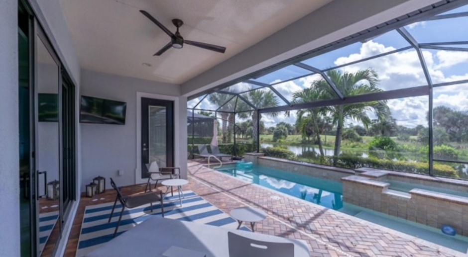 ** MIROMAR LAKES PORTO ROMANO 3 BEDROOMS PLUS A DEN WITH QUEEN SIZED BED\4 BATH POOL RENTAL HOME** ACCEPTS A DOG ***