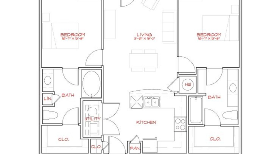 2 Bed / 2 Bath - Village Floorplan - Leasing for Fall 2023